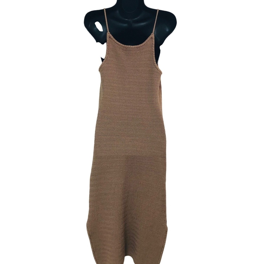House of Harlow Tan Crochet Knit Midi Dress Revolve Boho Minimalist Beachy SZ S‎